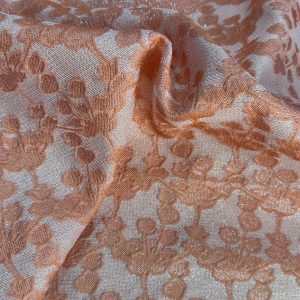 Tejido Jacquard floral lamé naranja