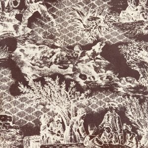 Algodón Toile de Jouy marrón-Beige