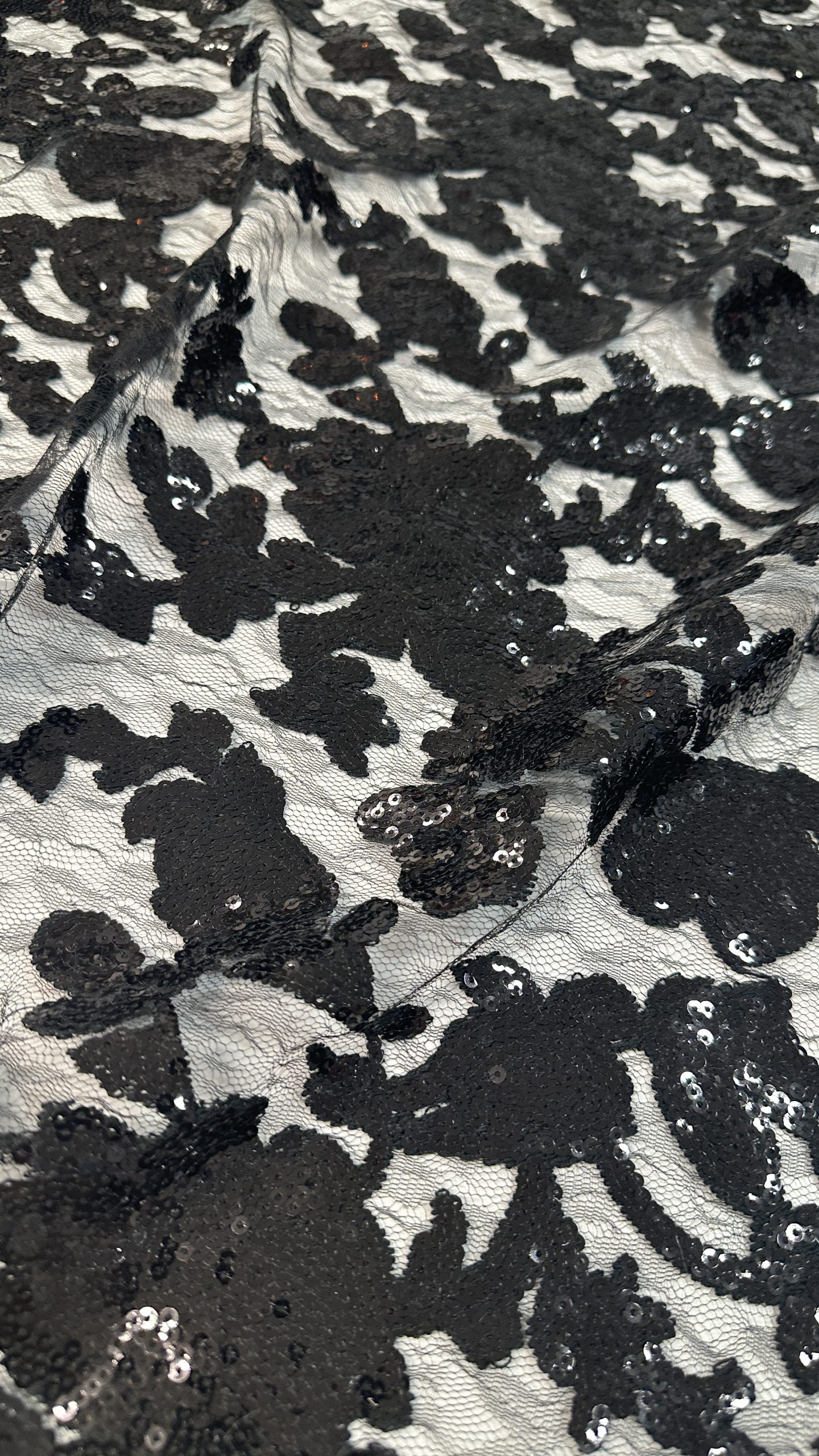 Tul seda Bordado Lentejuelas negro - Imagen 3